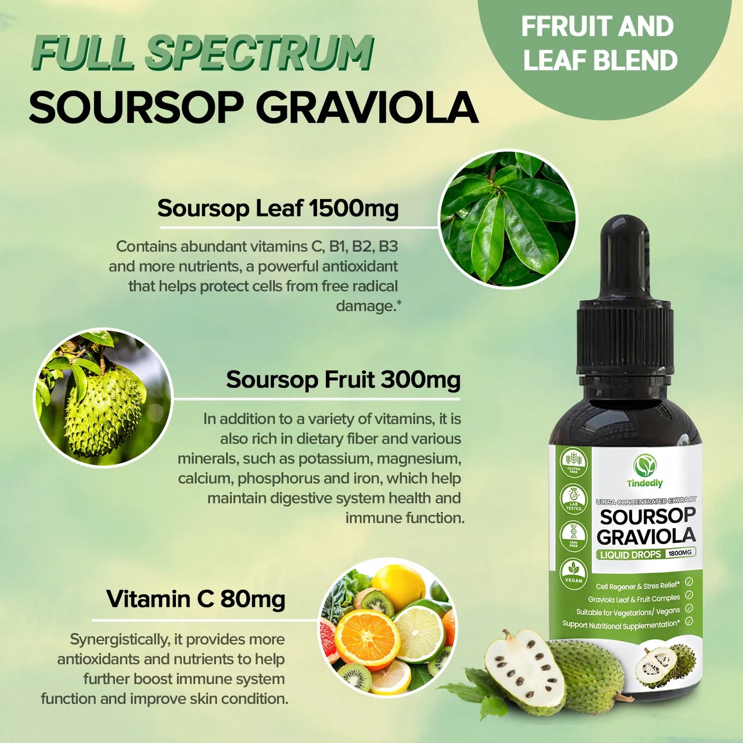 100 % Reines Bio-Soursop-Tropfen-Extrakt